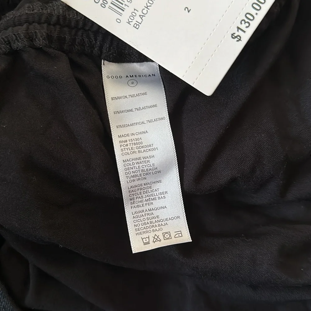 GOOD American Good Touch Ruched One Shoulder Mini Dress Black Size Medium - Picture 6 of 12